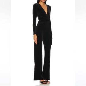 Nookie Vamp Black Velvet Wide Leg Jumpsuit Medium